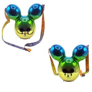 Disney Parks Mickey Balloon Popcorn Bucket Blue Green Gold Set-2